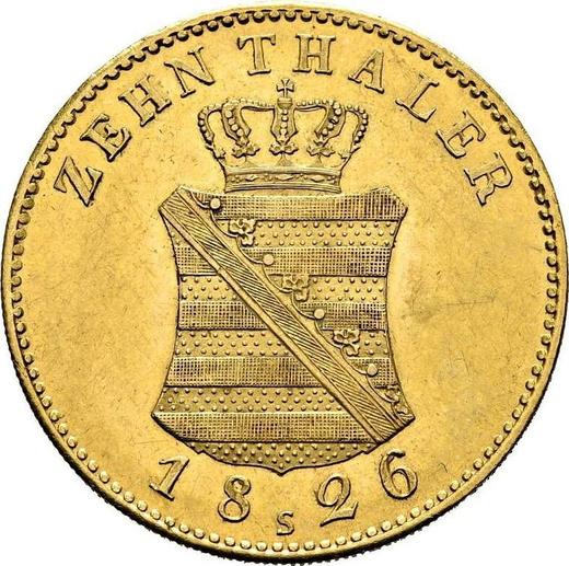 Reverse 10 Thaler 1826 S - Gold Coin Value - Saxony-Albertine, Frederick Augustus I