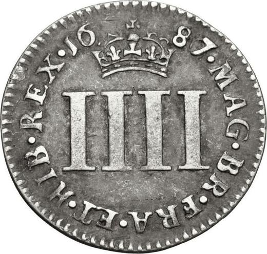 Rewers monety - 4 pensy 1687 - cena srebrnej monety - Wielka Brytania, Jakub II