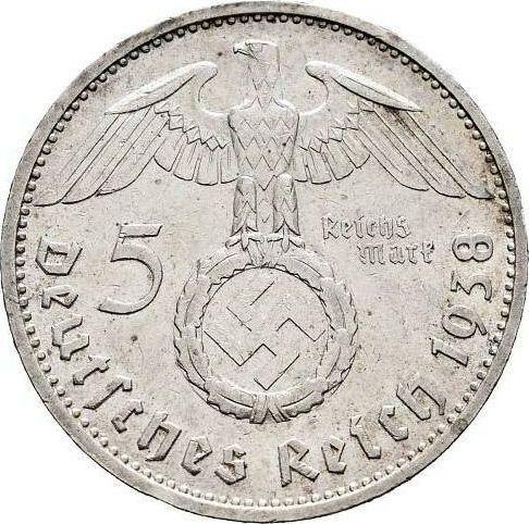 Reverse 5 Reichsmark 1938 E "Type 1936-1939" - Silver Coin Value - Germany, Third Reich