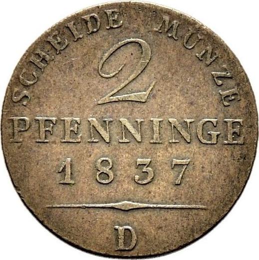Reverse 2 Pfennig 1837 D -  Coin Value - Prussia, Frederick William III