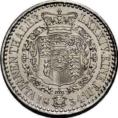 Reverse 1/6 Thaler 1834 - Silver Coin Value - Hanover, William IV