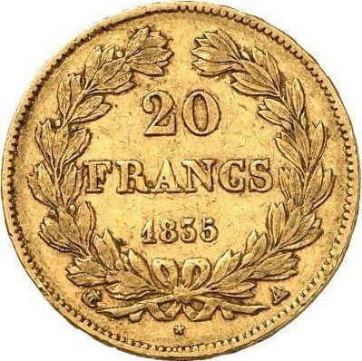 Reverse 20 Francs 1835 A "Type 1832-1848" - Gold Coin Value - France, Louis Philippe I