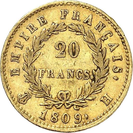 Reverse 20 Francs 1809 H "Type 1809-1815" - Gold Coin Value - France, Napoleon I