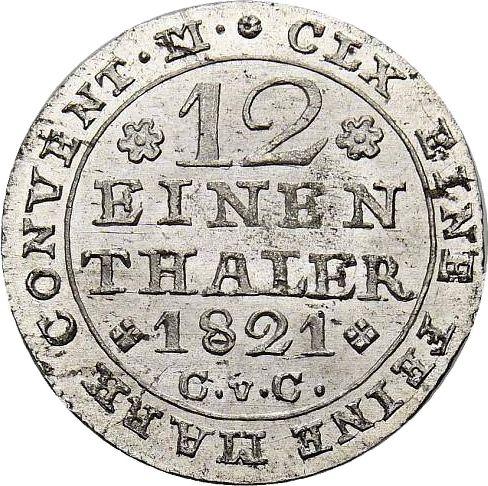 Reverse 1/12 Thaler 1821 CvC - Silver Coin Value - Brunswick-Wolfenbüttel, Charles II