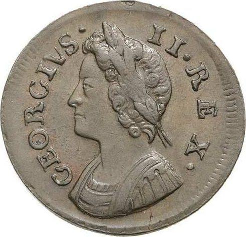 Avers 1 Farthing 1737 "Porträt in jungen Jahren" - Münze Wert - Großbritannien, Georg II