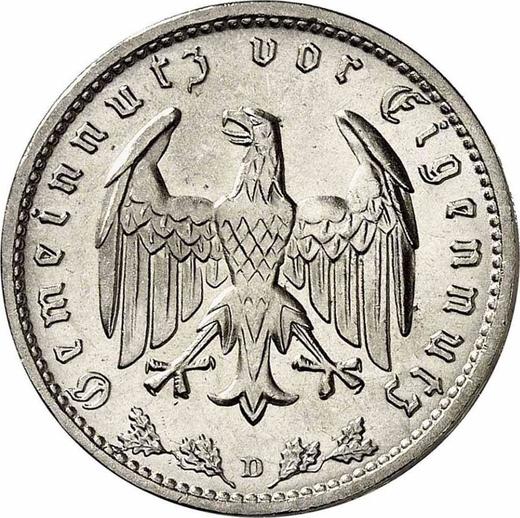 Reverso 1 Reichsmark 1939 D "Tipo 1933-1939" - valor de la moneda  - Alemania, Alemania nazi
