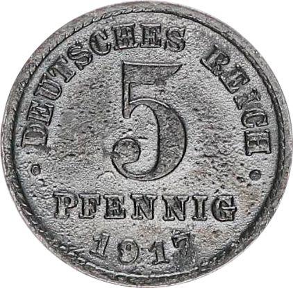 Avers 5 Pfennig 1917 F "Typ 1915-1922" - Münze Wert - Deutschland, Deutsches Kaiserreich