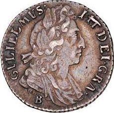 Obverse Sixpence 1697 B "First laureated bust" Large crowns - Silver Coin Value - United Kingdom, William III