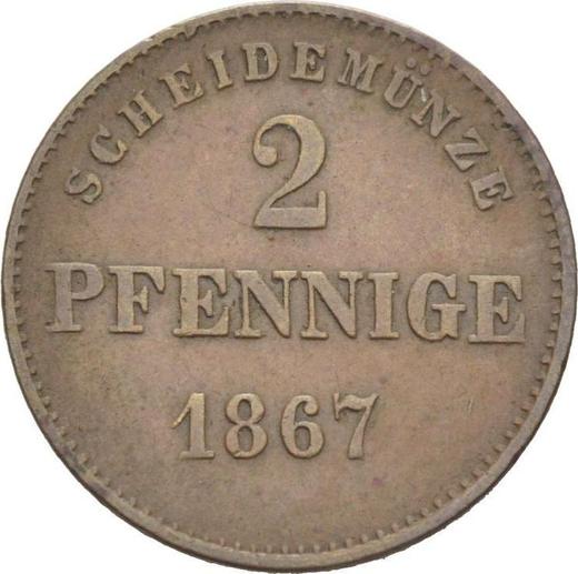 Rewers monety - 2 fenigi 1867 - cena  monety - Saksonia-Meiningen, Jerzy II