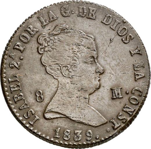 Obverse 8 Maravedís 1839 "Denomination on obverse" - Coin Value - Spain, Isabella II