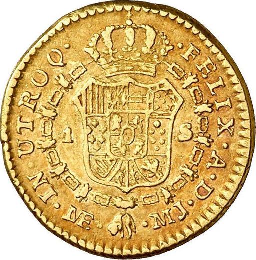 Reverse 1 Escudo 1777 MJ - Gold Coin Value - Peru, Charles III