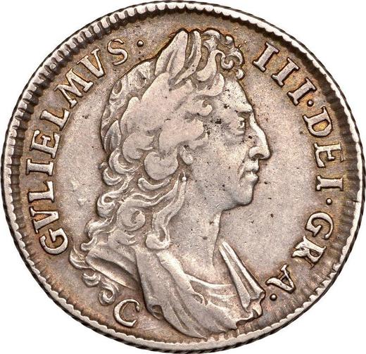Obverse Shilling 1696 C "First laureated bust" - Silver Coin Value - United Kingdom, William III