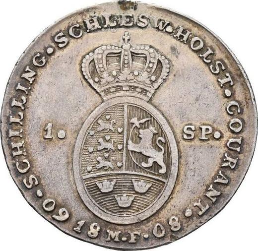 Реверс монеты - Талер 1808 года MF - цена серебряной монеты - Шлезвиг-Гольштейн, Кристиан VII