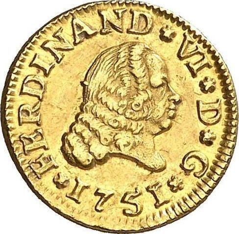 Obverse 1/2 Escudo 1751 S PJ - Gold Coin Value - Spain, Ferdinand VI