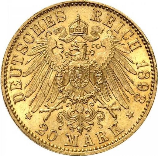Reverse 20 Mark 1893 A "Prussia" - Gold Coin Value - Germany, German Empire