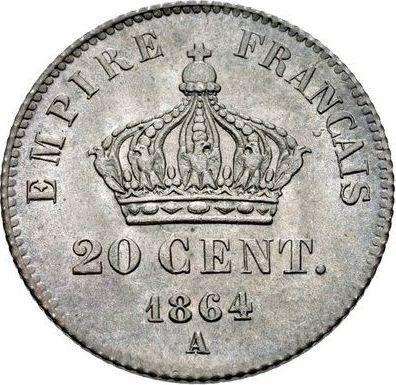 Revers 20 Centime 1864 A "Typ 1864-1866" - Silbermünze Wert - Frankreich, Napoleon III