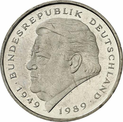 Obverse 2 Mark 1995 A "Franz Josef Strauss" -  Coin Value - Germany, FRG