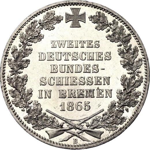 Reverse Thaler 1865 B "Second German marksmen's festival" - Silver Coin Value - Bremen, Free City