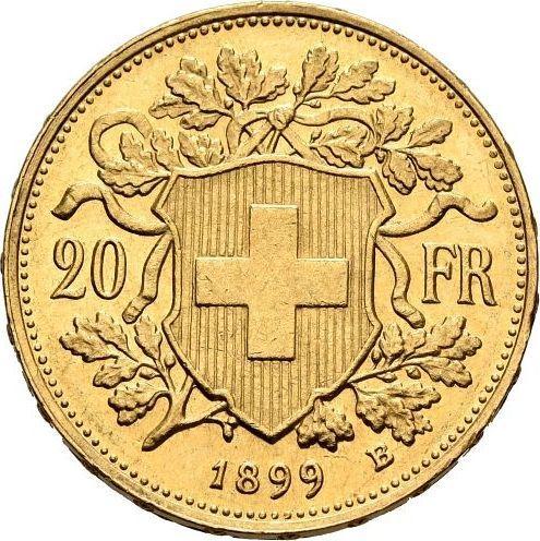 Reverse 20 Francs 1899 B "Vreneli" - Gold Coin Value - Switzerland, Confederation