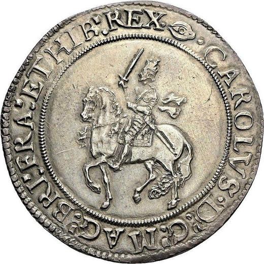 Аверс монеты - 1 крона без года (1642-1649) "Четвёртый тип всадника" - цена серебряной монеты - Великобритания, Карл I