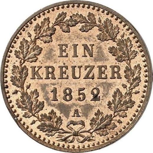 Reverso 1 Kreuzer 1852 A - valor de la moneda  - Hohenzollern-Sigmaringen, Federico Guillermo IV