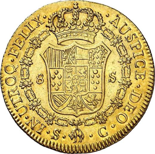 Reverse 8 Escudos 1786 S C - Gold Coin Value - Spain, Charles III