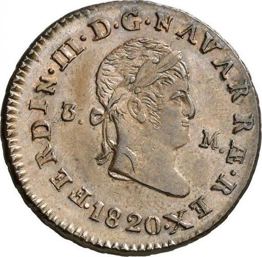 Awers monety - 3 maravedis 1820 PP - cena  monety - Hiszpania, Ferdynand VII