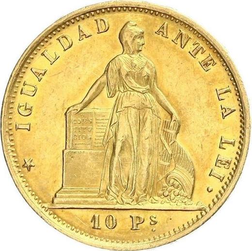 Avers 10 Pesos 1864 So - Münze Wert - Chile, Republik