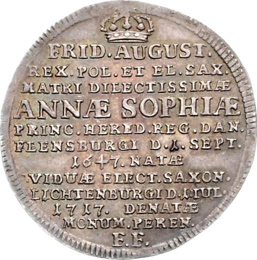 Rewers monety - 1/6 talara 1717 IGS "Na śmierć Anny Zofii" - cena srebrnej monety - Polska, August II Mocny