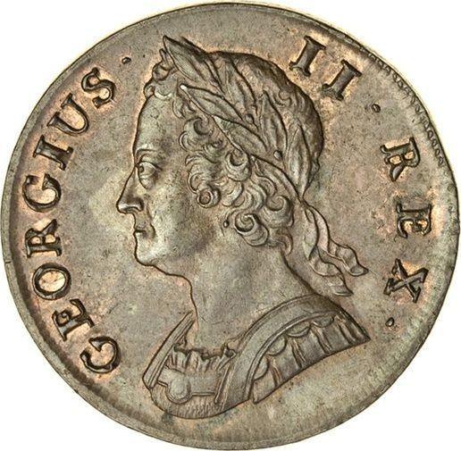 Anverso Medio Penique 1740 "Retrato de la vejez" - valor de la moneda  - Gran Bretaña, Jorge II