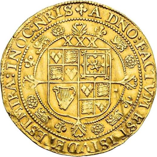 Reverse Rose Ryal no date (1619-1625) "Third coinage" Unadorned throne back - Gold Coin Value - United Kingdom, James I