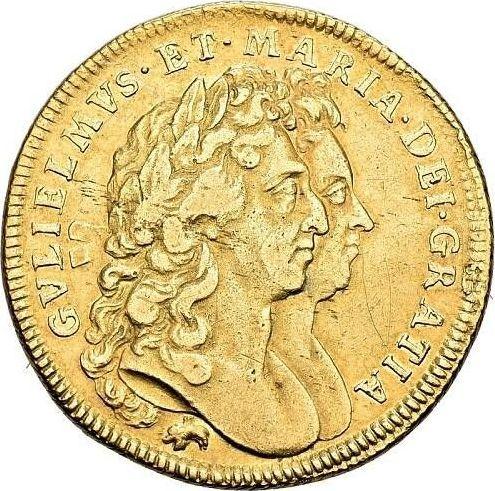 Аверс монеты - 2 гинеи 1694 года Слон и замок - цена золотой монеты - Великобритания, Вильгельм III и Мария II