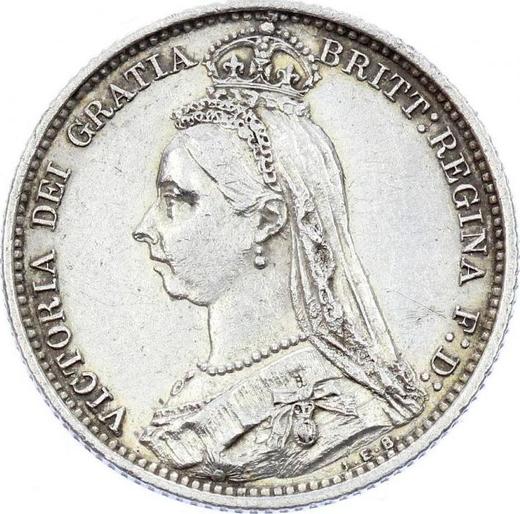Obverse Sixpence 1888 JEB "Jubilee Head" - Silver Coin Value - United Kingdom, Victoria