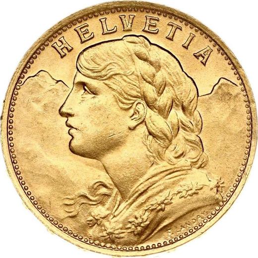 Obverse 20 Francs 1922 B "Vreneli" - Gold Coin Value - Switzerland, Confederation