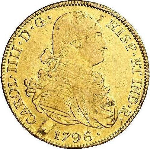 Obverse 8 Escudos 1796 PTS PP - Gold Coin Value - Bolivia, Charles IV