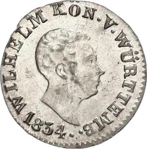 Avers Kreuzer 1834 W - Silbermünze Wert - Württemberg, Wilhelm I