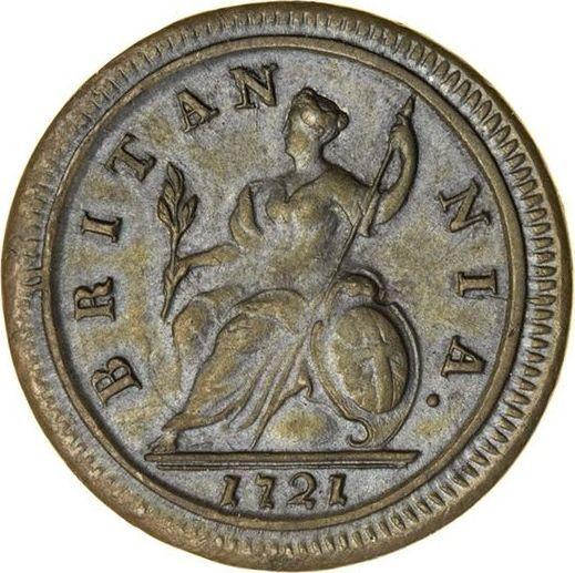 Reverso Medio Penique 1721 "Segundo busto de laureado" - valor de la moneda  - Gran Bretaña, Jorge I