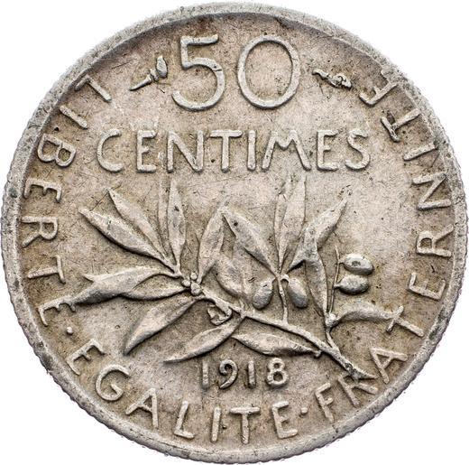 Reverse 50 Centimes 1918 "Sower" - Silver Coin Value - France, Third Republic