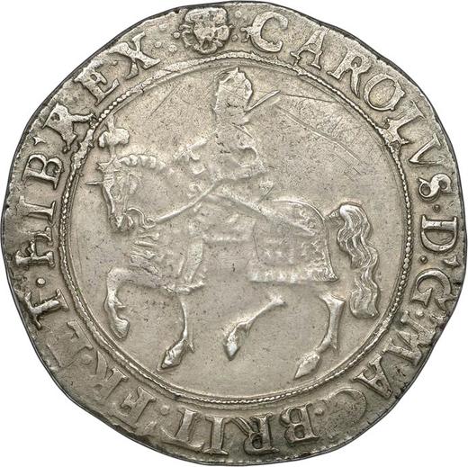Obverse Halfcrown no date (1625-1642) "Second type of horseman" "CR" above the shield Plume above the shield - Silver Coin Value - United Kingdom, Charles I