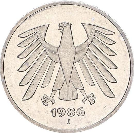 Revers 5 Mark 1986 J - Münze Wert - Deutschland, BRD