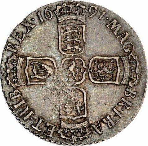 Reverse Sixpence 1697 E "First laureated bust" Large crowns - Silver Coin Value - United Kingdom, William III