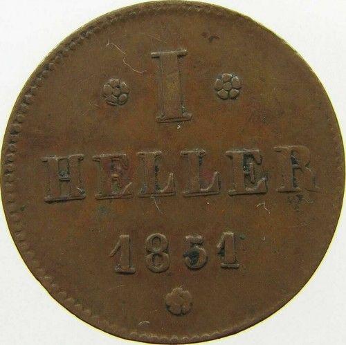 Revers Heller 1851 - Münze Wert - Hessen-Darmstadt, Ludwig III