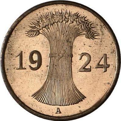 Rewers monety - 1 reichspfennig 1924 A - cena monety - Niemcy, Republika Weimarska