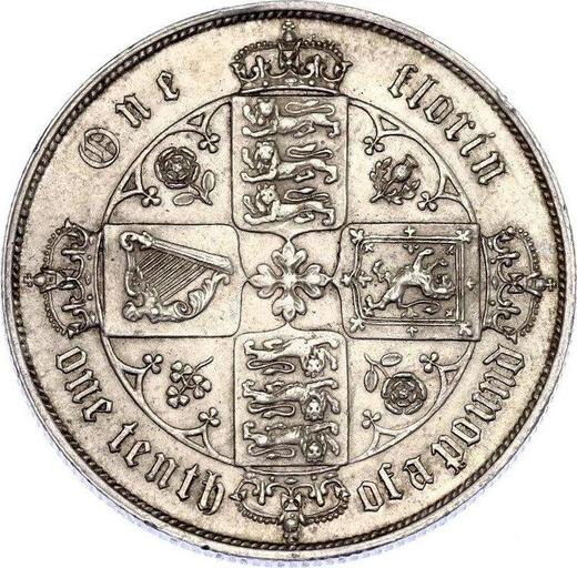 Reverse Florin 1859 WW "Gothic" - Silver Coin Value - United Kingdom, Victoria