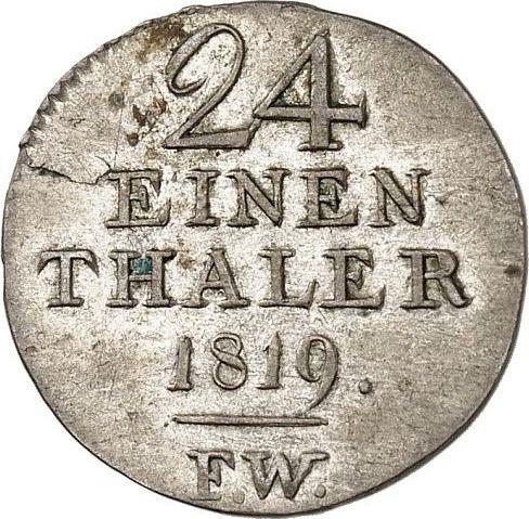 Reverse 1/24 Thaler 1819 F.W. - Silver Coin Value - Waldeck-Pyrmont, George Heinrich