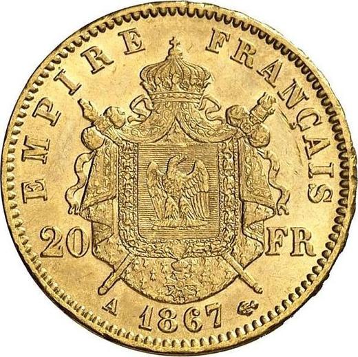 Reverse 20 Francs 1867 A "Type 1861-1870" - Gold Coin Value - France, Napoleon III