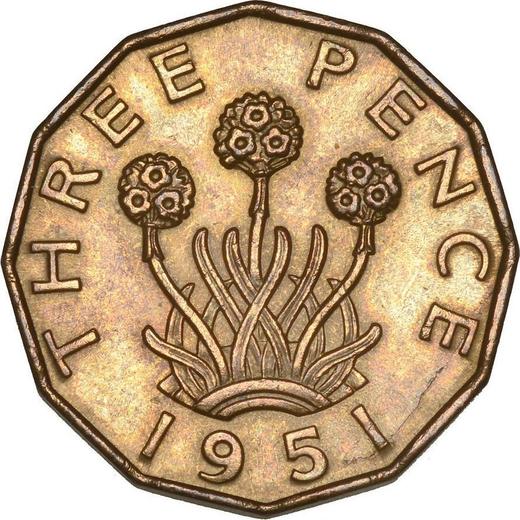 Revers 3 Pence 1951 HP "Typ 1949-1952" - Münze Wert - Großbritannien, Georg VI