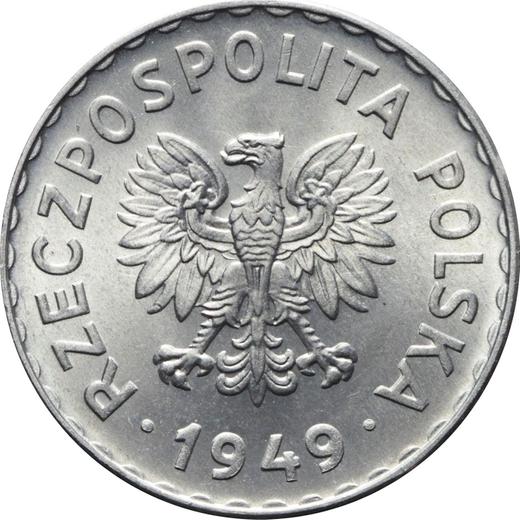 Obverse 1 Zloty 1949 Aluminum -  Coin Value - Poland, Peoples Republic