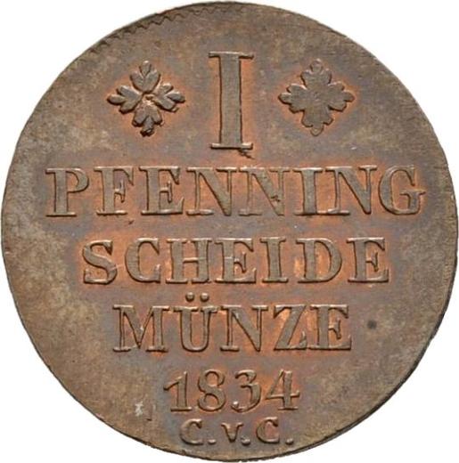 Rewers monety - 1 fenig 1834 CvC - cena monety - Brunszwik-Wolfenbüttel, Wilhelm