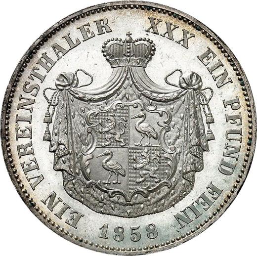 Reverso Tálero 1858 A - valor de la moneda de plata - Reuss-Greiz, Enrique XX